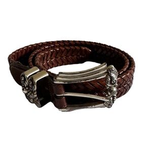 Brighton Belt Double Braided Leather Woven Adjustable Closure 97087